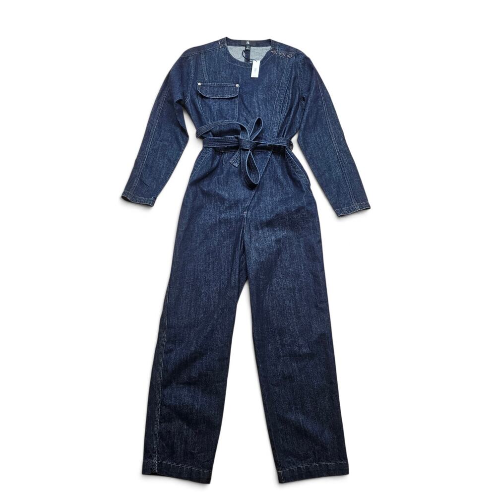 BANANA REPUBLIC NWT Denim Jumpsuit Women's 10 Tall Dark Wash Utility Wide Leg